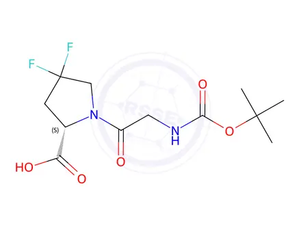 Chemical structure of (S)-1-((tert-butoxycarbonyl)glycyl)-4,4-difluoropyrrolidine-2-carboxylic acid