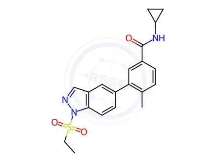 Chemical structure of N-Cyclopropyl-3-(1-(ethylsulfonyl)-1H-indazol-5-yl)-4-methylbenzamide