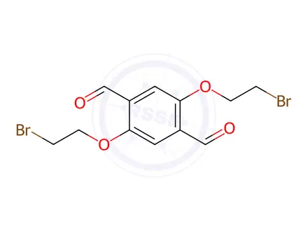 Chemical structure of 2,5-Bis(2-bromoethoxy)-1,4-Benzenedicarboxaldehyde