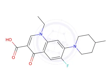 Chemical structure of 1-Ethyl-6-fluoro-7-(4-methylpiperidin-1-yl)-4-oxo-1,4-dihydroquinoline-3-carboxylic acid