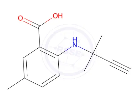 Chemical structure of 5-Methyl-2-((2-methylbut-3-yn-2-yl)amino)benzoic acid