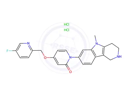Chemical structure of 4-((5-fluoropyridin-2-yl)methoxy)-1-(5-methyl-2,3,4,5-tetrahydro-1H-pyrido[4,3-b]indol-7-yl)pyridin-2(1H)-one hydrochloride