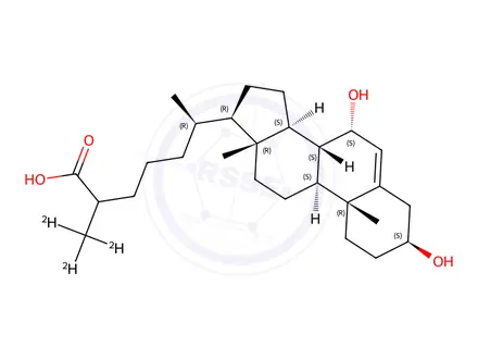 Chemical structure of 3β,7α-Dihydroxycholest-5-enoic acid-d3