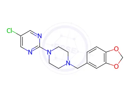 Chemical structure of 5-Chloro-2-(4-Piperonyl-1-Piperazinyl)Pyrimidine