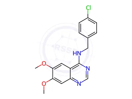 Chemical structure of N-(4-chlorobenzyl)-6,7-dimethoxyquinazolin-4-amine