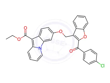 Chemical structure of Ethyl 3-{[2-(4-chlorobenzoyl)-1-benzofuran-3-yl]methoxy}pyrido[1,2-a]indole-10-carboxylate