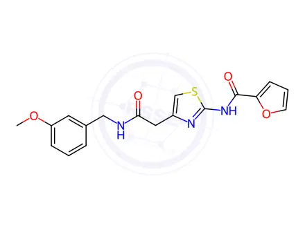 Chemical structure of N-(4-(2-((3-Methoxybenzyl)amino)-2-oxoethyl)thiazol-2-yl)furan-2-carboxamide