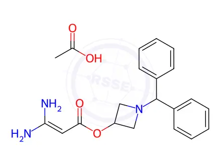 Chemical structure of 3,3-Diamino-2-propenoic acid 1-(diphenylmethyl)-3-azetidinyl ester acetate