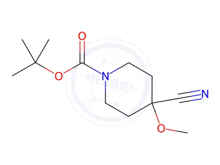 Chemical structure of 1-BOC-4-Methoxy-piperidine-4-carbonitrile