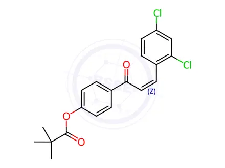 Chemical structure of 4-[(2Z)-3-(2,4-Dichlorophenyl)prop-2-enoyl]phenyl 2,2-dimethylpropanoate