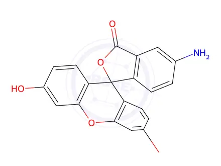 Chemical structure of Spiro[isobenzofuran-1(3H),9'-[9H]xanthen]-3-one, 5-amino-3',6'-dihydroxy-
