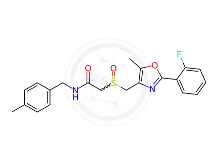 Chemical structure of Acetamide, 2-[[[2-(2-fluorophenyl)-5-methyl-4-oxazolyl]methyl]sulfinyl]-N-[(4-methylphenyl)methyl]-