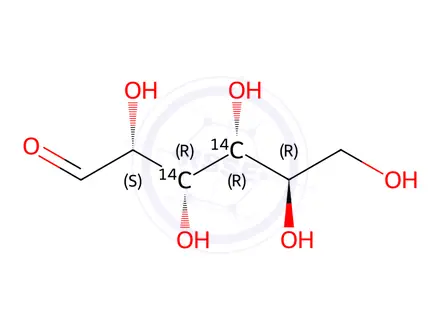 Chemical structure of GLUCOSE, D-, [3,4-14C]