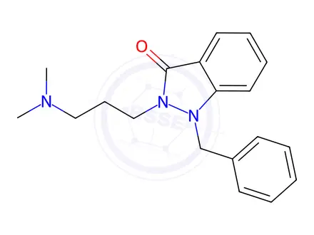 Chemical structure of 2-[3-(Dimethylamino)propyl]-1,2-dihydro-1-(phenylmethyl)-3H-indazol-3-one Hydrochloride