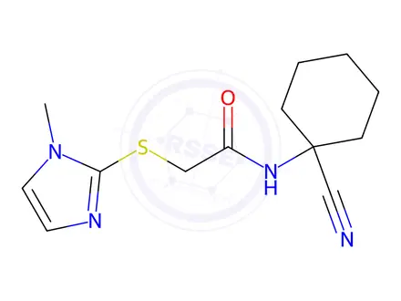 Chemical structure of N-(1-Cyanocyclohexyl)-2-((1-methyl-1H-imidazol-2-yl)thio)acetamide