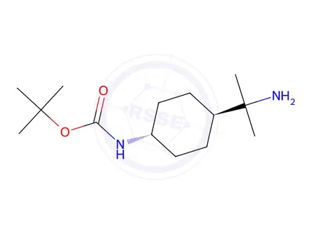 Chemical structure of Tert-butyl ((1r,4r)-4-(2-aminopropan-2-yl)cyclohexyl)carbamate