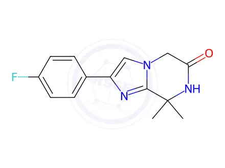 Chemical structure of 2-(4-Fluorophenyl)-8,8-dimethyl-7,8-dihydroimidazo[1,2-a]pyrazin-6(5H)-one