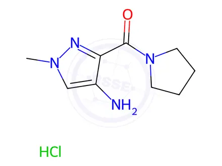 Chemical structure of 1-Methyl-3-(pyrrolidine-1-carbonyl)-1H-pyrazol-4-amine Hydrochloride