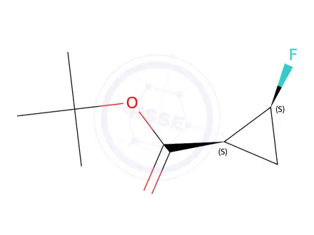 Chemical structure of Cyclopropanecarboxylic acid, 2-fluoro-, 1,1-dimethylethyl ester, (1R,2R)-rel-