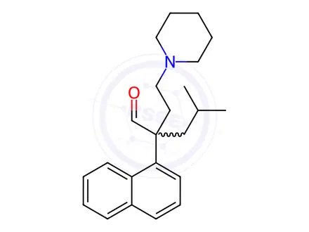 Chemical structure of α-Isobutyl-α-(2-piperidinoethyl)-1-naphthaleneacetaldehyde