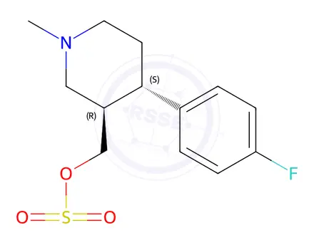 Chemical structure of ((3R,4S)-4-(4-Fluorophenyl)-1-methylpiperidin-3-yl)methyl methanesulfonate