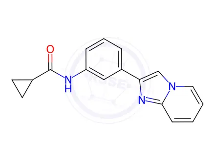 Chemical structure of N-(3-{imidazo[1,2-a]pyridin-2-yl}phenyl)cyclopropanecarboxamide