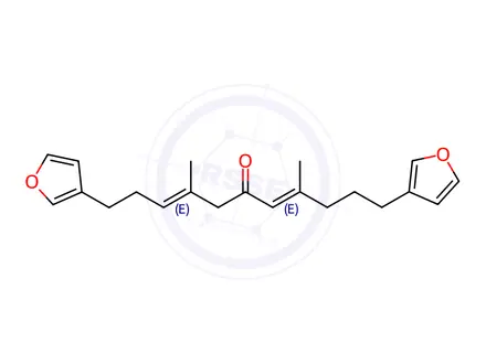 Chemical structure of (3E,7E)-1,11-Di(3-furyl)-4,8-dimethyl-3,7-undecadien-6-one