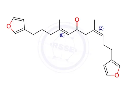Chemical structure of (3Z,7E)-1,11-Di(3-furyl)-4,8-dimethyl-3,7-undecadien-6-one