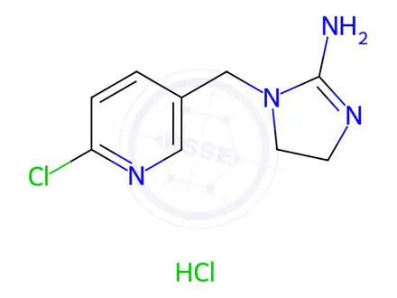 Chemical structure of 1-((6-Chloro-3-pyridinyl)methyl)-4,5-dihydro-1H-imidazol-2-amine hydrochloride