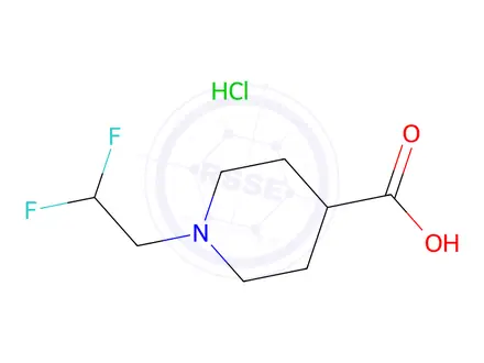 Chemical structure of 1-(2,2-difluoroethyl)piperidine-4-carboxylic acid hydrochloride