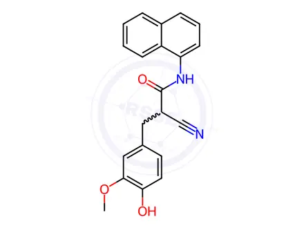 Chemical structure of 2-Cyano-3-(4-hydroxy-3-methoxyphenyl)-N-(naphthalen-1-yl)propanamide