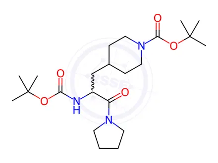 Chemical structure of tert-Butyl 4-(2-((tert-butoxycarbonyl)amino)-3-oxo-3-(pyrrolidin-1-yl)propyl)piperidine-1-carboxylate