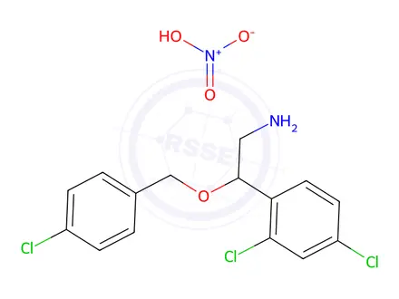 Chemical structure of (2RS)-2-[(4-chlorobenzyl)oxy]-2-(2,4-dichlorophenyl)ethanamine nitrate