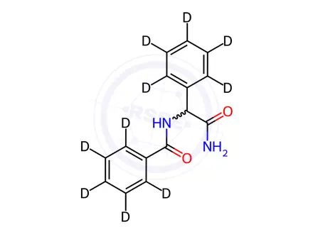 Chemical structure of α-(Benzoylamino)benzeneacetamide-d10