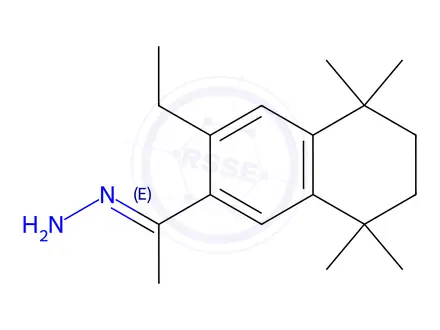 Chemical structure of (1E)-[1-(3-Ethyl-5,5,8,8-tetramethyl-5,6,7,8-tetrahydronaphthalen-2-yl)ethylidene]hydrazine