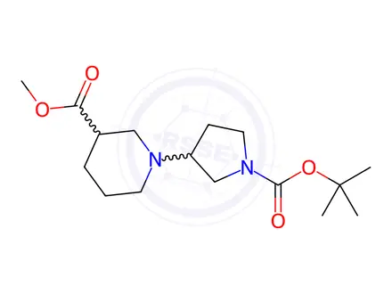 Chemical structure of Methyl 1-(1-(tert-cbutoxycarbonyl)pyrrolidin-3-yl)piperidine-3-carboxylate