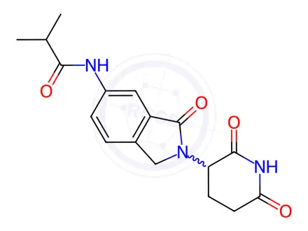 Chemical structure of N-[2-(2,6-dioxo-3-piperidyl)-3-oxo-isoindolin-5-yl]-2-methyl-propanamide