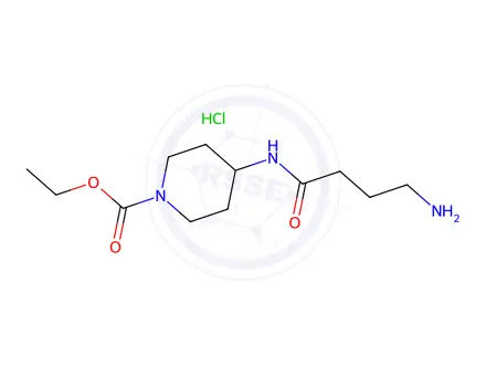 Chemical structure of Ethyl 4-(4-aminobutanamido)piperidine-1-carboxylate hydrochloride
