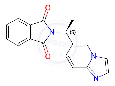 Chemical structure of (S)-2-(1-(imidazo[1,2-a]pyridin-6-yl)ethyl)isoindoline-1,3-dione