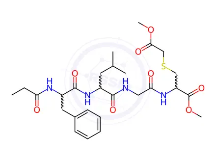 Chemical structure of N-Propionyl-L-Phe-L-Leu-Gly-S-(2-methoxy-2-oxoethyl)-L-Cys-OMe
