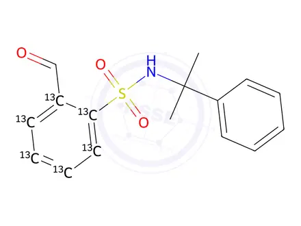 Chemical structure of N-(α,α-Dimethylbenzyl)-2-formyl-benzenesulfonamide-13C6