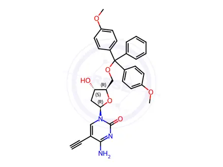 Chemical structure of 5'-O-(4,4'-Dimethoxytrityl)-5-ethynyl-2'-deoxycytidine