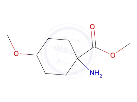 Chemical structure of Cyclohexanecarboxylic acid, 1-amino-4-methoxy-, methyl ester, cis-(9CI)