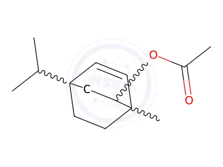 Chemical structure of 1(or4)-methyl-4(or1)-(1-methylethyl)bicyclo[2.2.2]oct-5-en-2-yl acetate