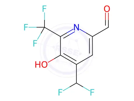 Chemical structure of 4-(Difluoromethyl)-5-hydroxy-6-(trifluoromethyl)-2-pyridinecarboxaldehyde