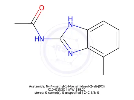 Chemical structure of Acetamide, N-(4-methyl-1H-benzimidazol-2-yl)-(9CI)