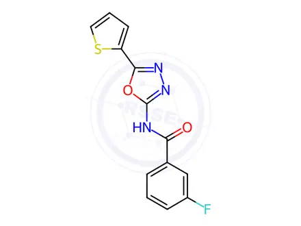 Chemical structure of 3-Fluoro-N-(5-(thiophen-2-yl)-1,3,4-oxadiazol-2-yl)benzamide