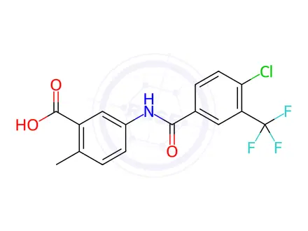 Chemical structure of Benzoic acid, 5-[[4-chloro-3-(trifluoromethyl)benzoyl]amino]-2-methyl-