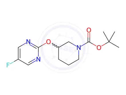 Chemical structure of Tert-butyl 3-((5-fluoropyrimidin-2-yl)oxy)piperidine-1-carboxylate