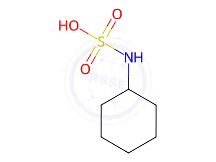 Chemical structure of Cyclohexylsulfamic acid (cyclamate) in water
